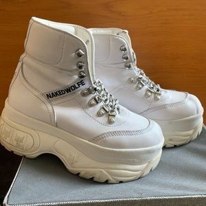 Naked Wolfe White Platform Boots
